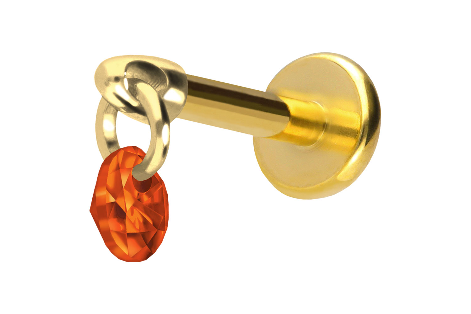 Titan Labret Piercing mit Push Fit RUNDER KRISTALL
